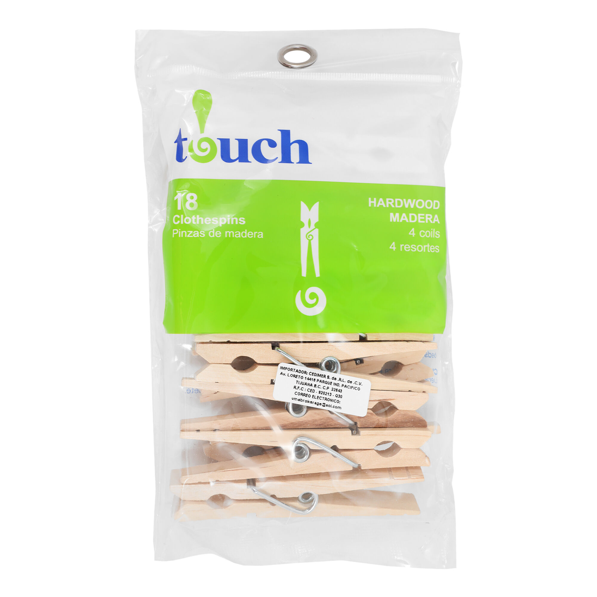 Pinzas P/ropa D/madera Touch 18.0 Pza