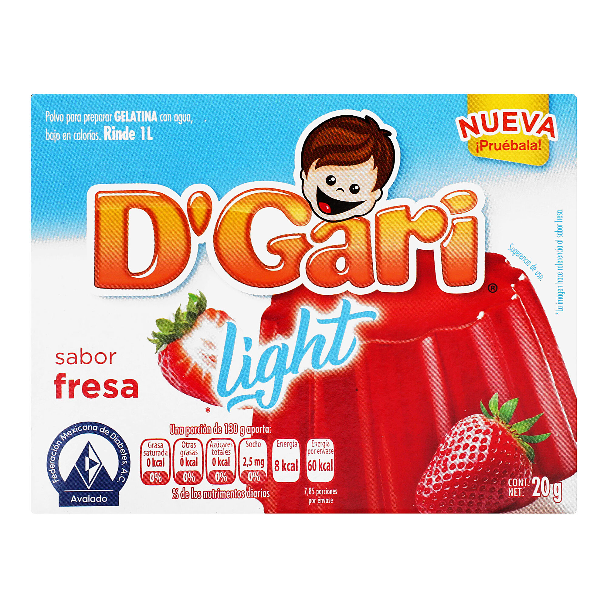 Gelatina Light De Fresa Dgari 20.0 Gr