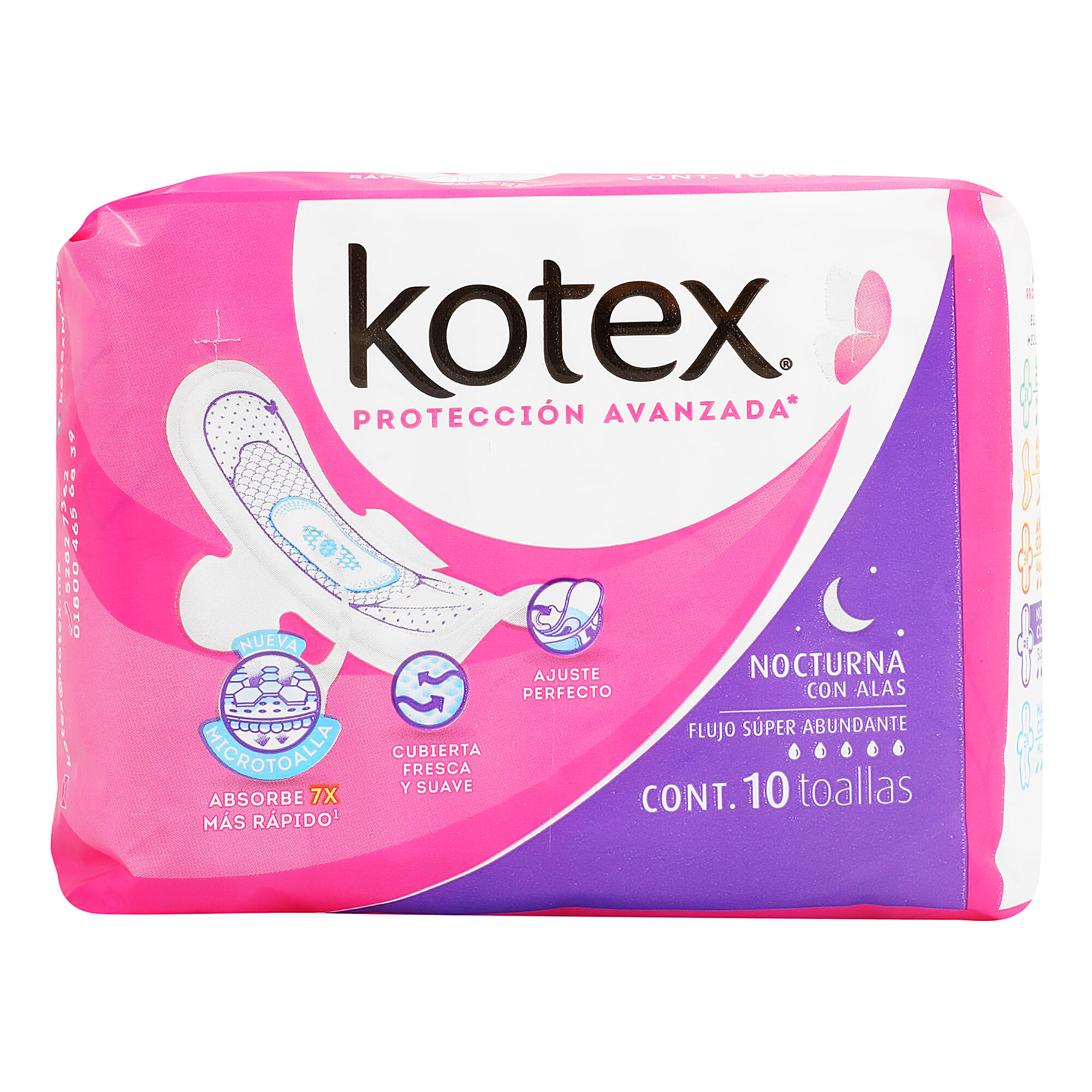 Toalla Femenina Con Alas Nocturna Kotex Free & So 10.0