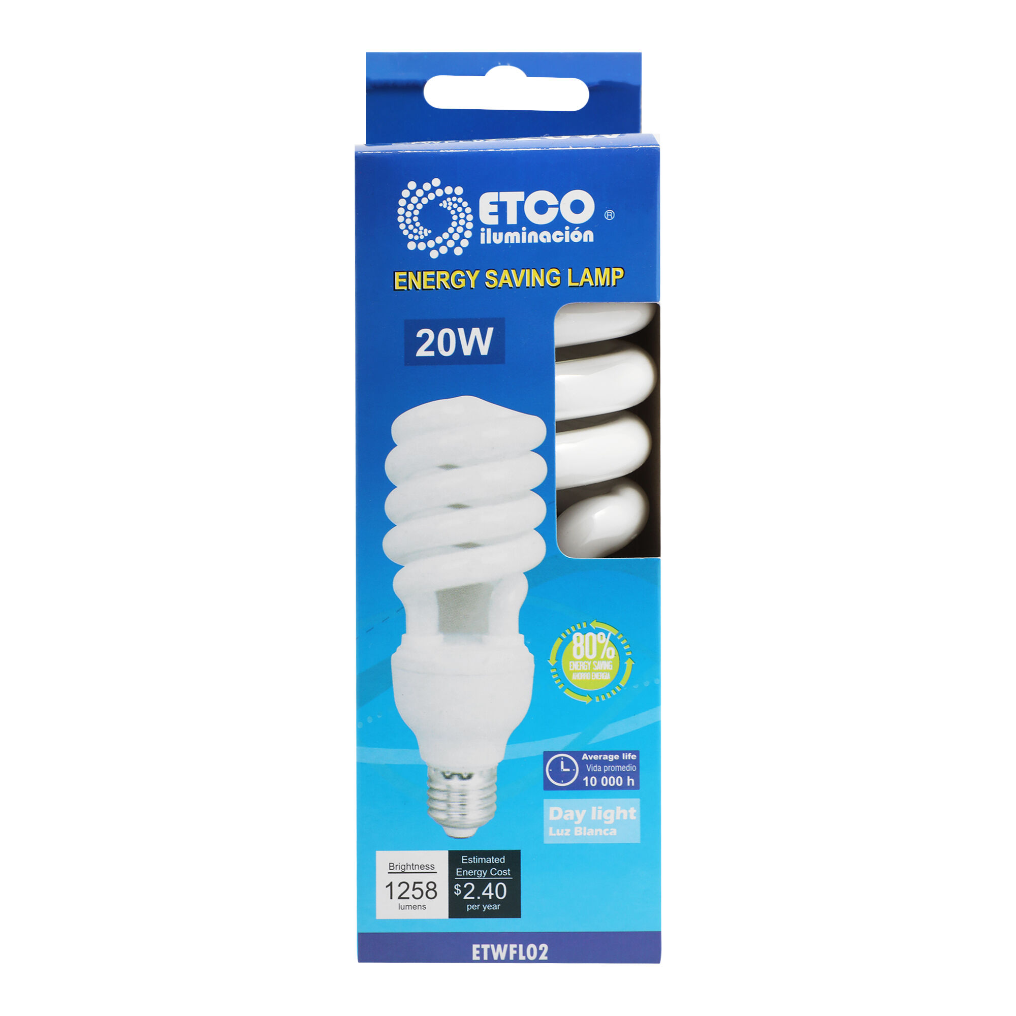 Foco Ahorrador 20 W Espiral 6500 K Etco Ilumin 1 0 Pza