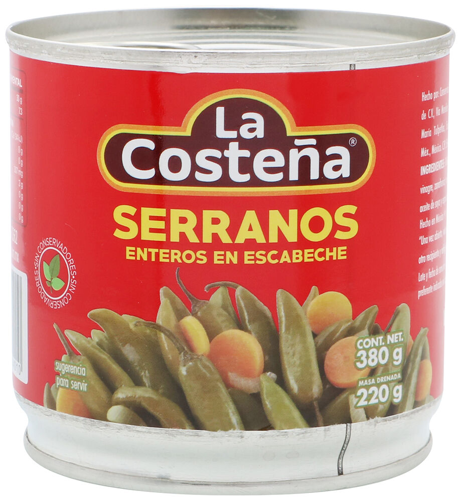 Chiles Serranos La Costeña 380.0 Gr