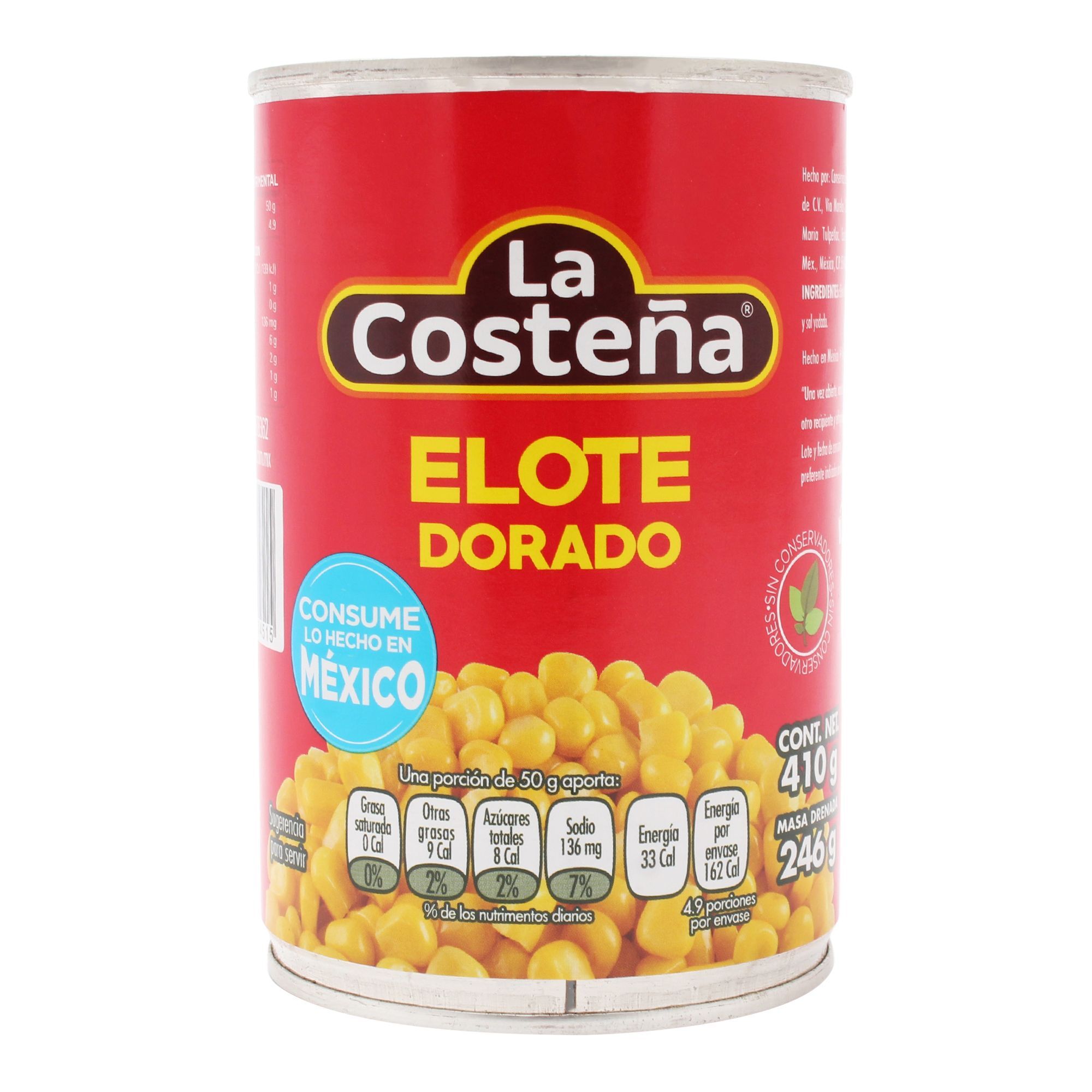 Elote Dorado Entero La Costeña 400.0 Gr