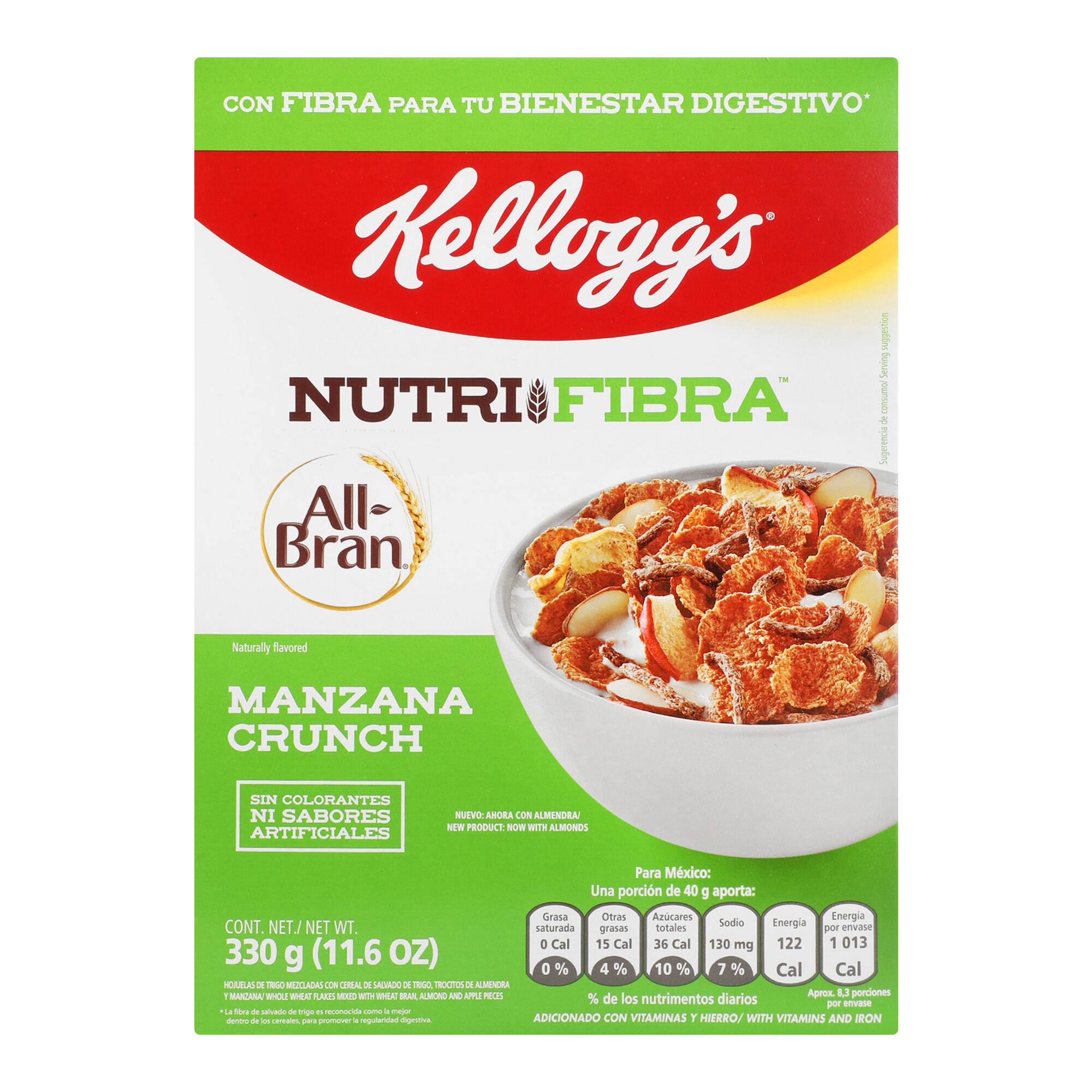 All Bran Manzana Crunch Kelloggs 330.0 Gr