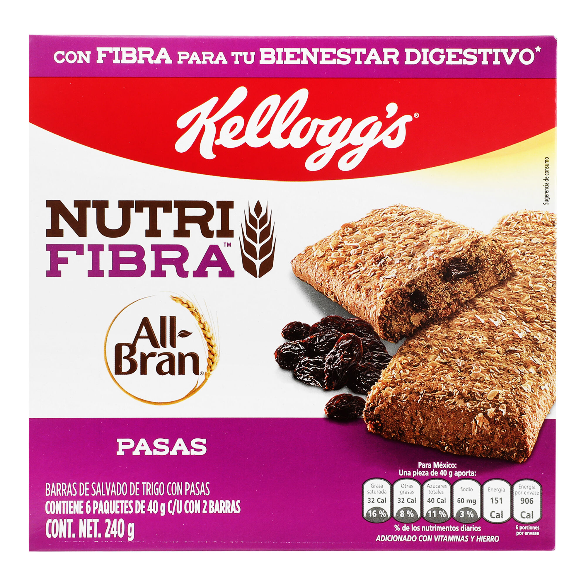Barra All Bran Pasas Kelloggs 240.0 Gr