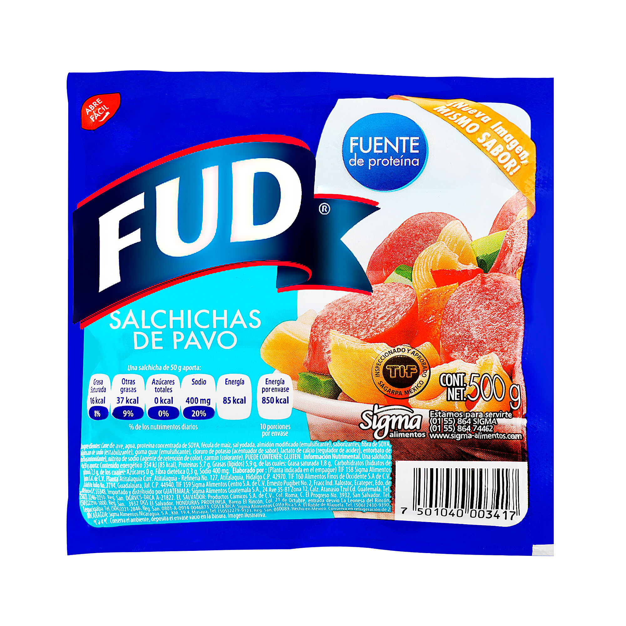 Salchicha Turkey Line Fud 500.0 Gr