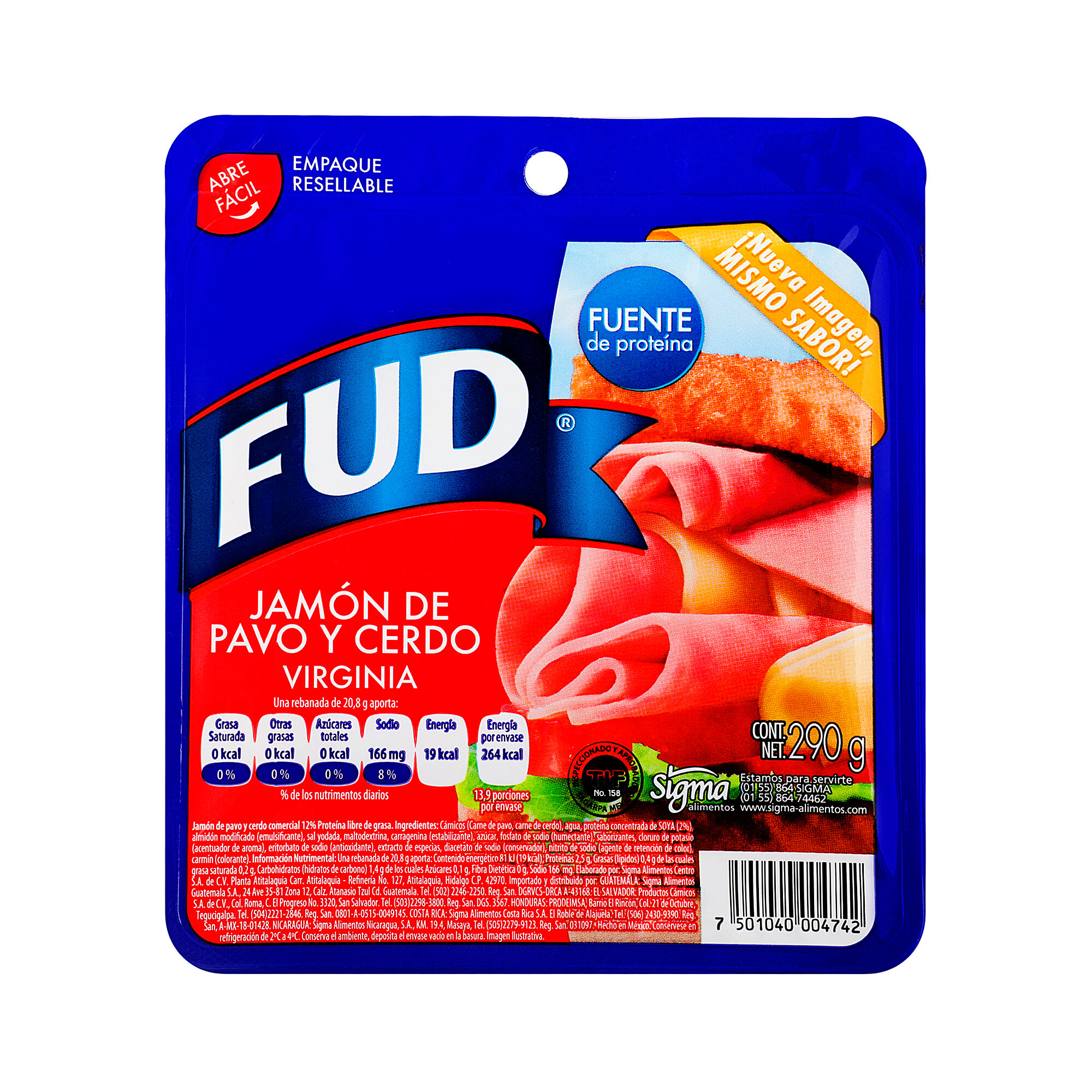Jamon De Pavo Y Cerdo Virginia Fud 290.0 Gr