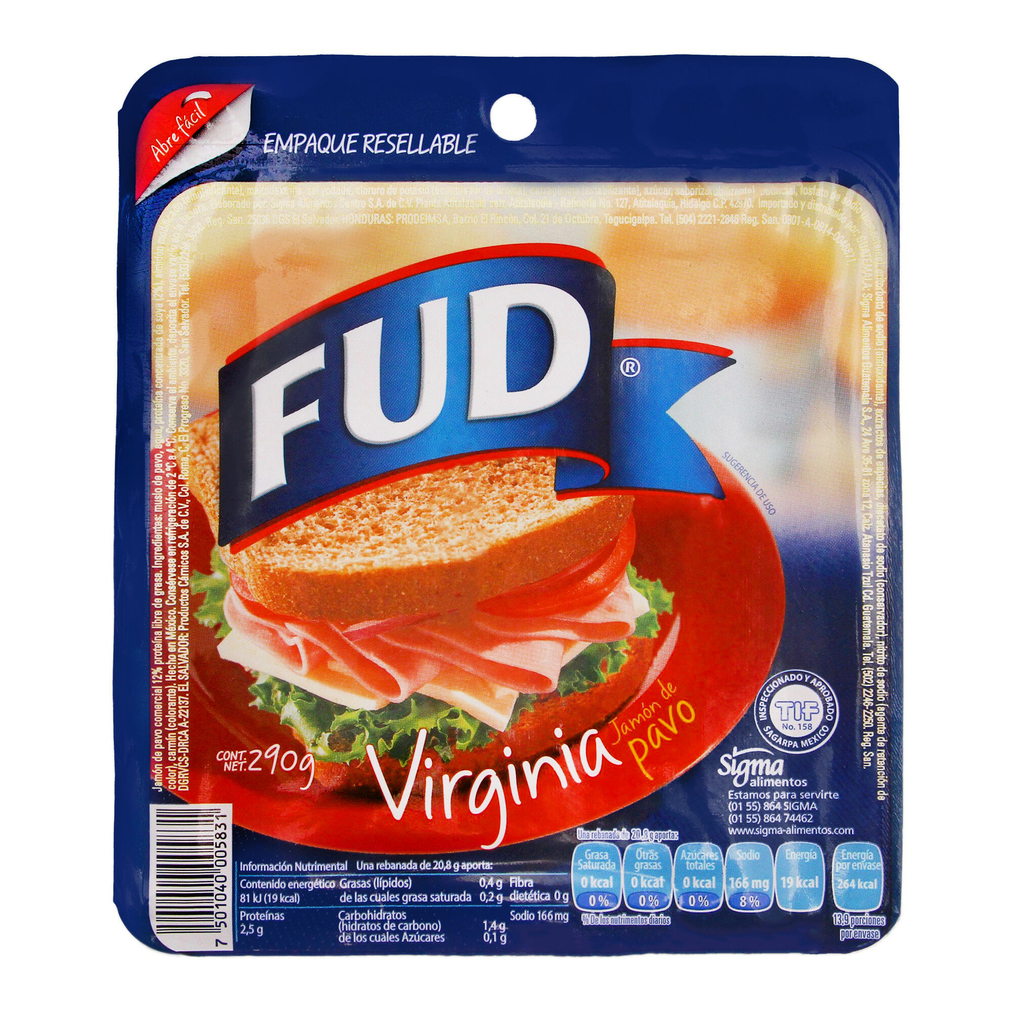 Jamon Virginia De Pavo Fud 290.0 Gr