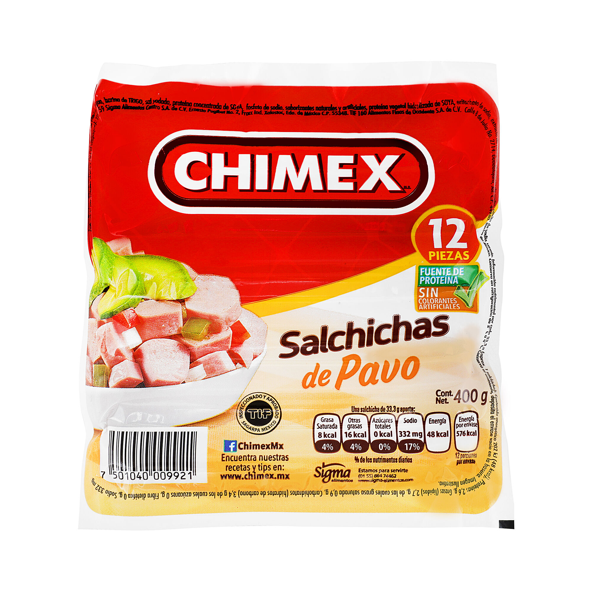 Salchicha De Pavo Chimex 400.0 Gr