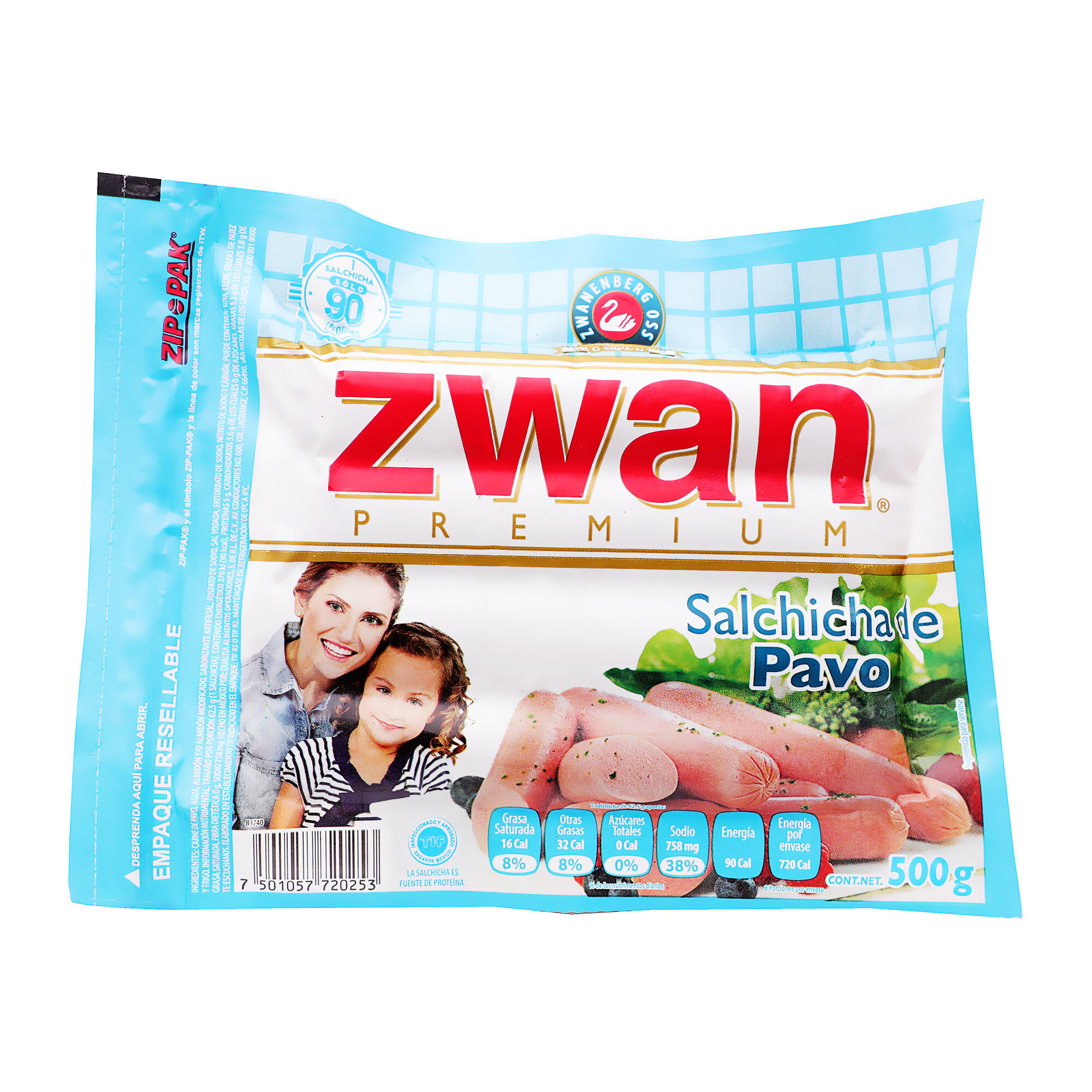 Salchicha Pavo Zwan 500.0 Gr