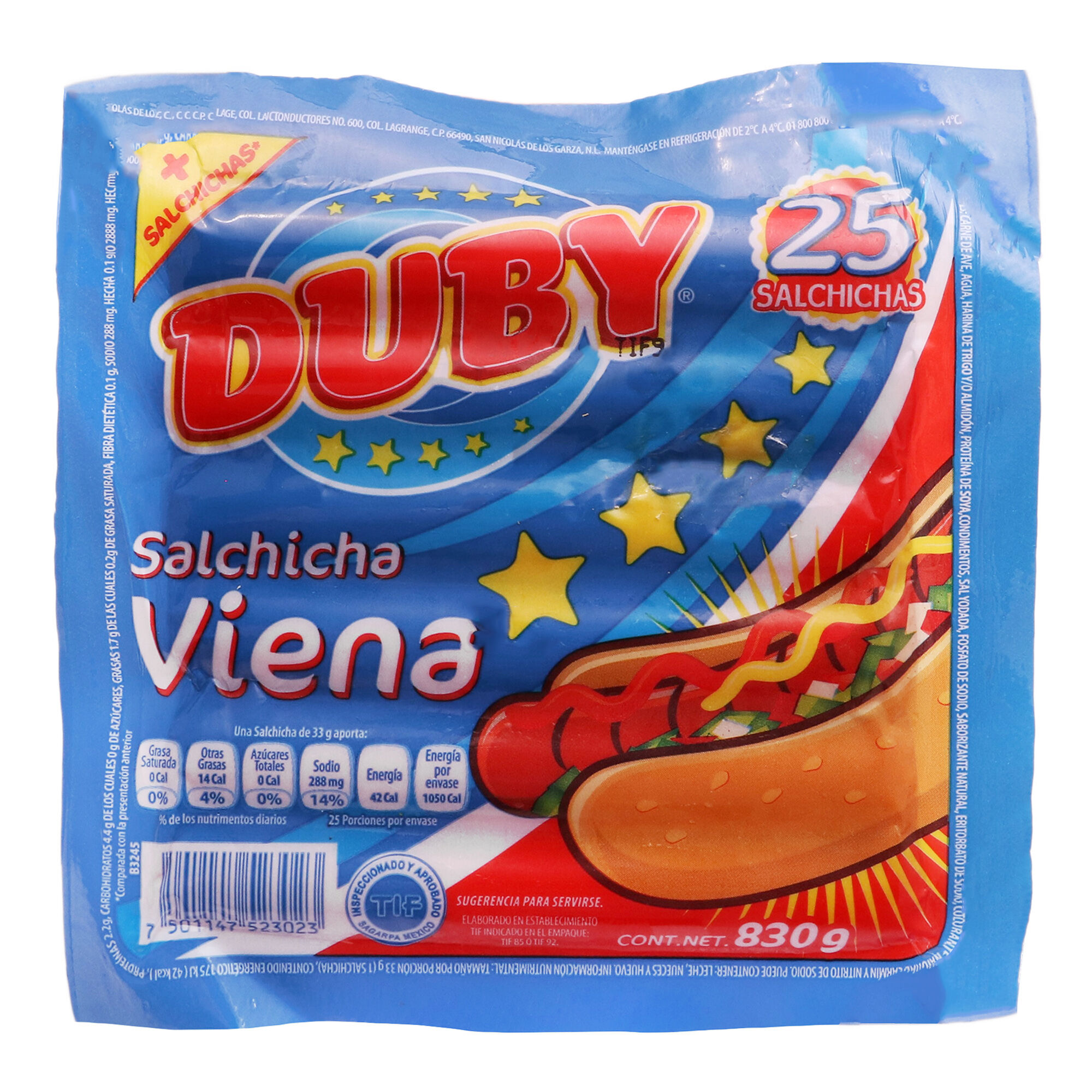 Salchicha Viena Duby 830.0 Gr
