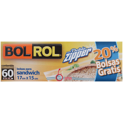 Bolsa Cocina Para Sandwich Con Zipper Bol Rol 50.0 Pz
