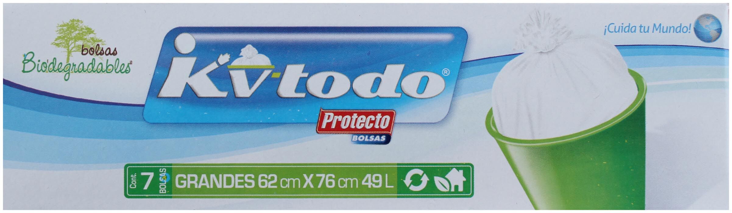 Bolsa Basura Grande Biodegradable 62x76cm Kv Todo 7.0 P