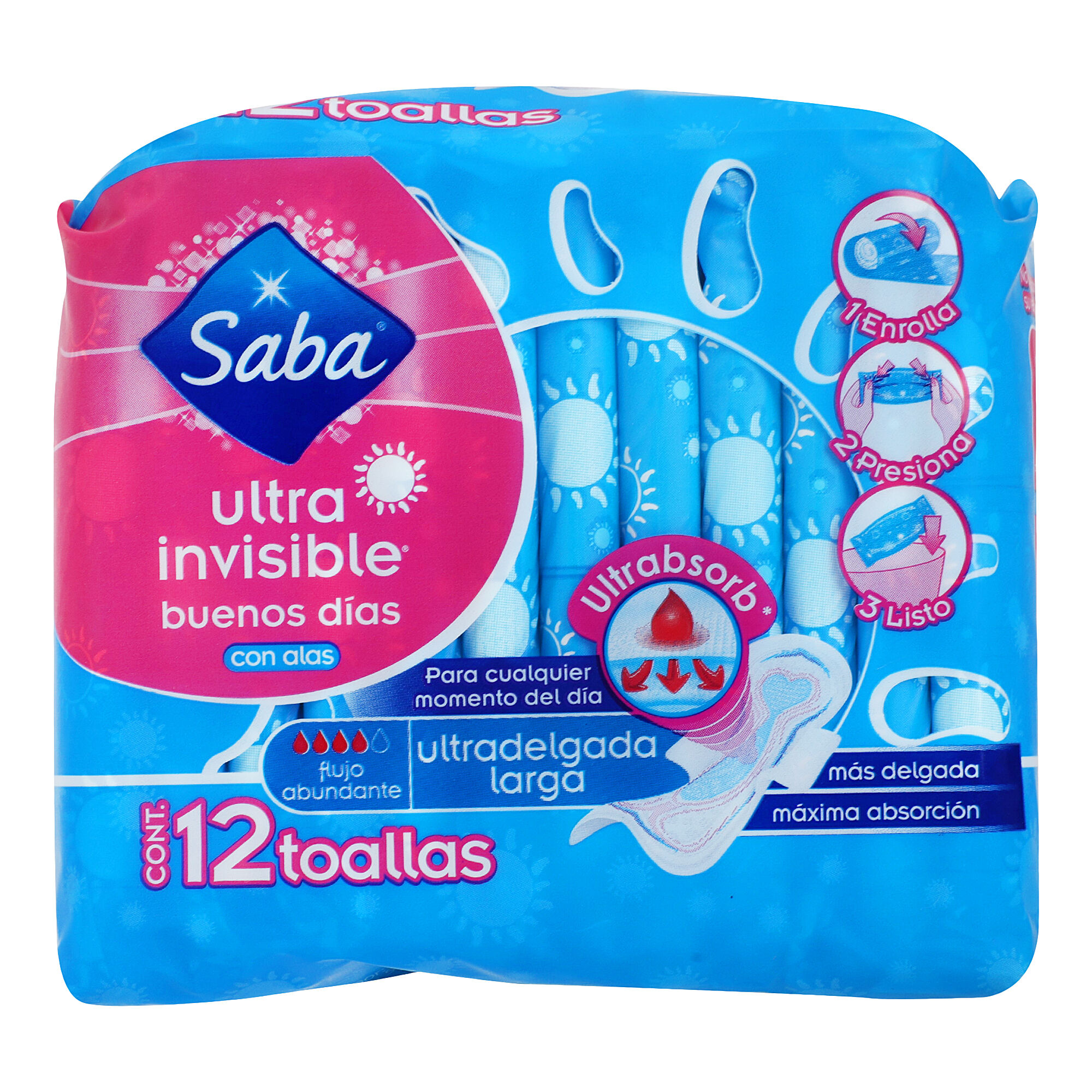 Toalla Femenina Ultra Invisible Larga Con Alas Saba 12.0