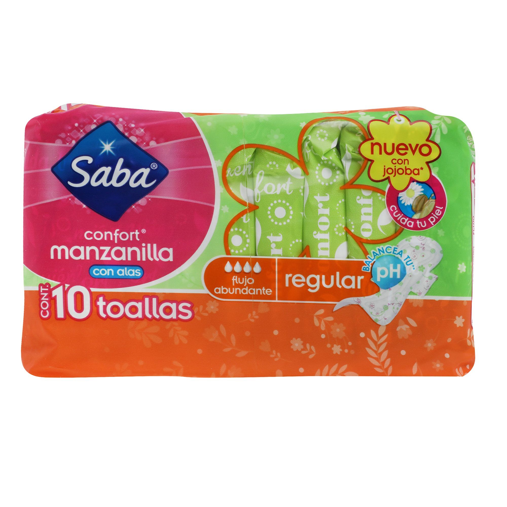 Toalla Femenina Confort Con Alas Saba 10.0 Pza