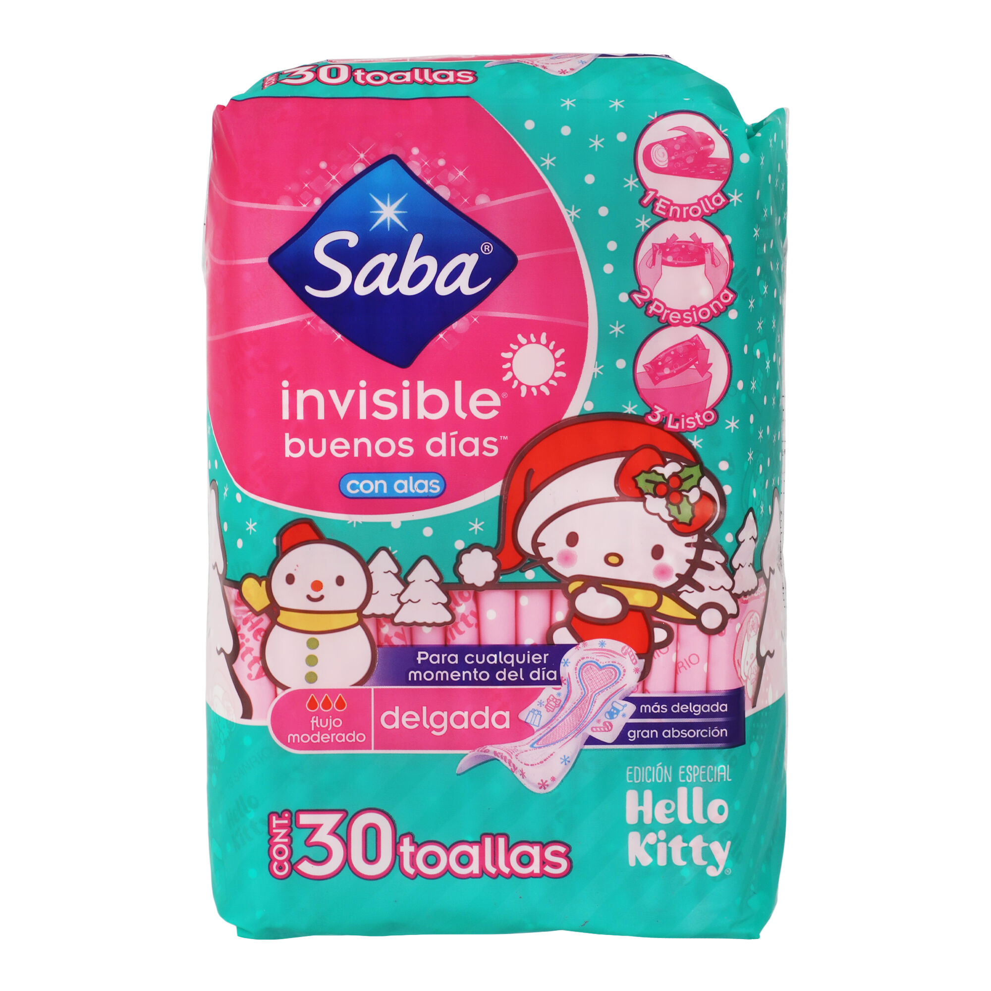 Toalla Femenina Invisible Con Alas Saba 32.0 Pza