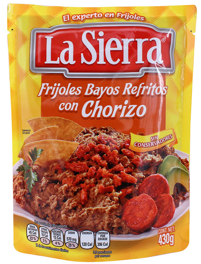 Frijol Refrito Chorizo Pouch La Sierra 430.0 Gr