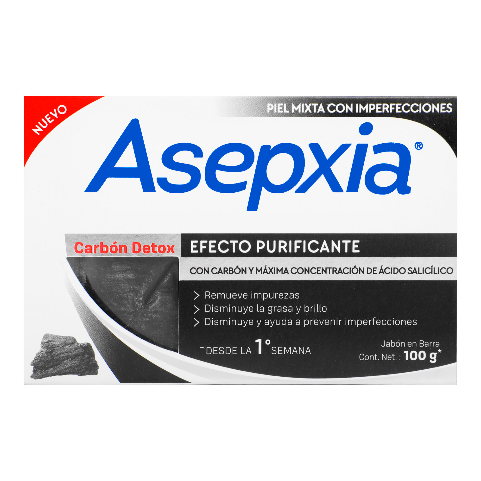 Jabon De Carbon Asepxia 100.0 Gr