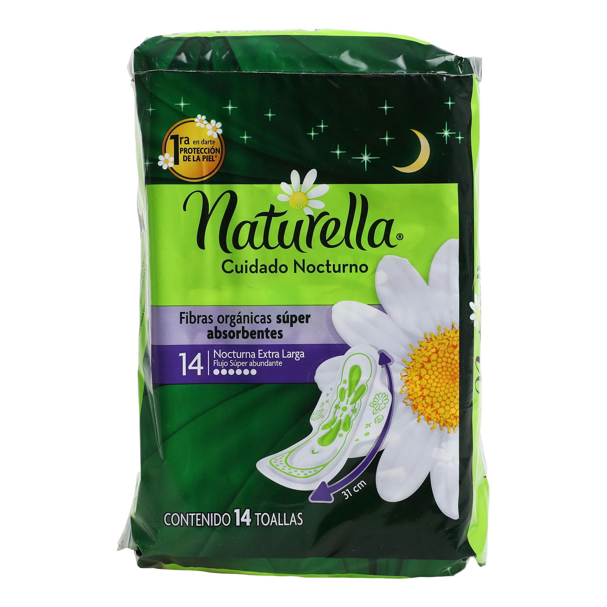 Toalla Femenina Con Alas Nocturna Extralarga Naturella 14