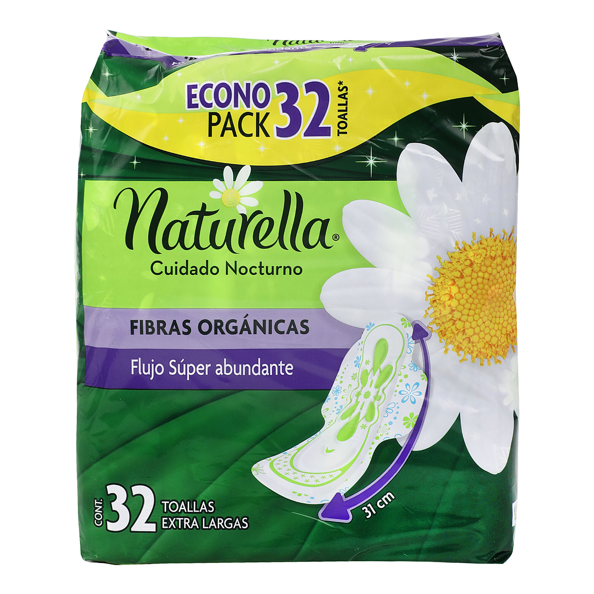 Toallas Femeninas Con Alas Nocturna Extralarga Naturella