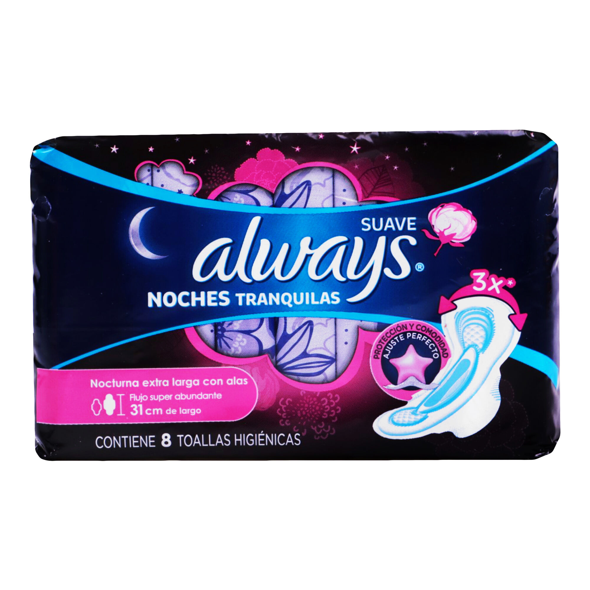 Toalla Fem Noche Suave Con Alas Always 8.0 Pza
