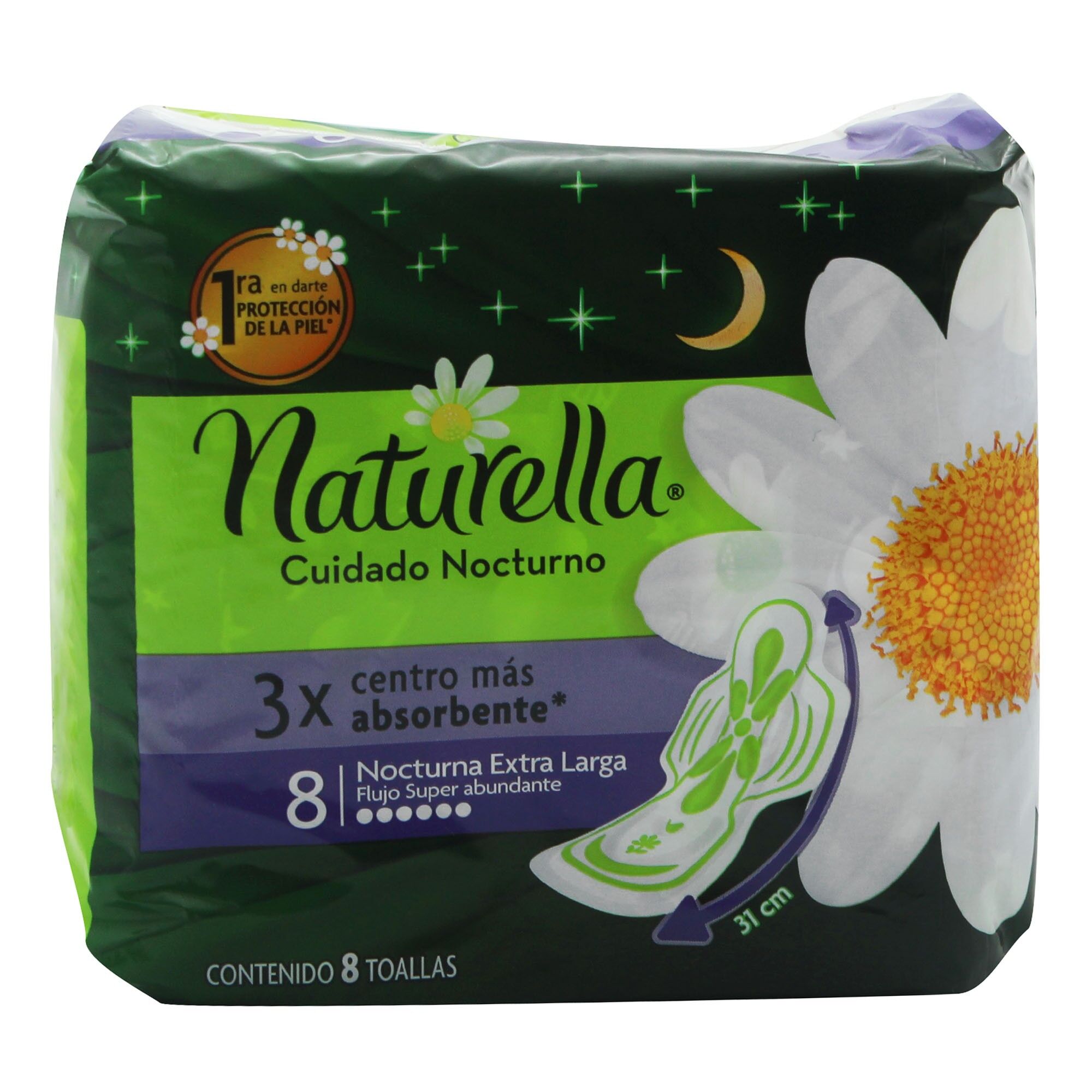 Toalla Femenina Con Alas Nocturna Naturella 8.0 Pza