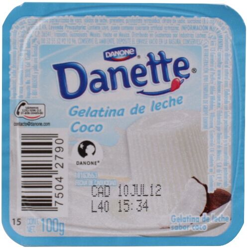 Gelatina De Leche Sabor Coco Danette 100.0 Gr