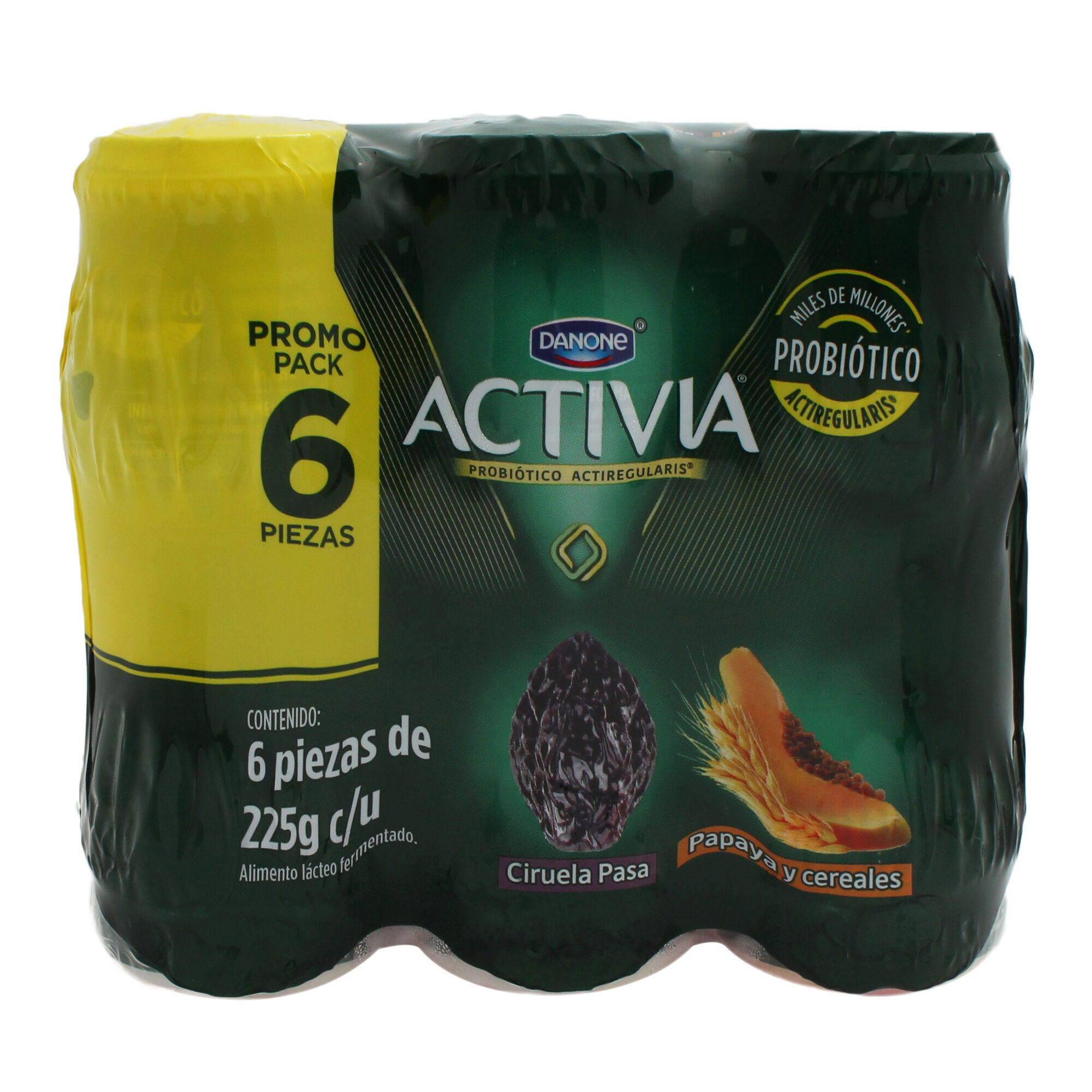 Alimento Lácteo Bebible Fermentado Activia Ciruela Pasa Y Papaya Y Cereales 6x225g C/u