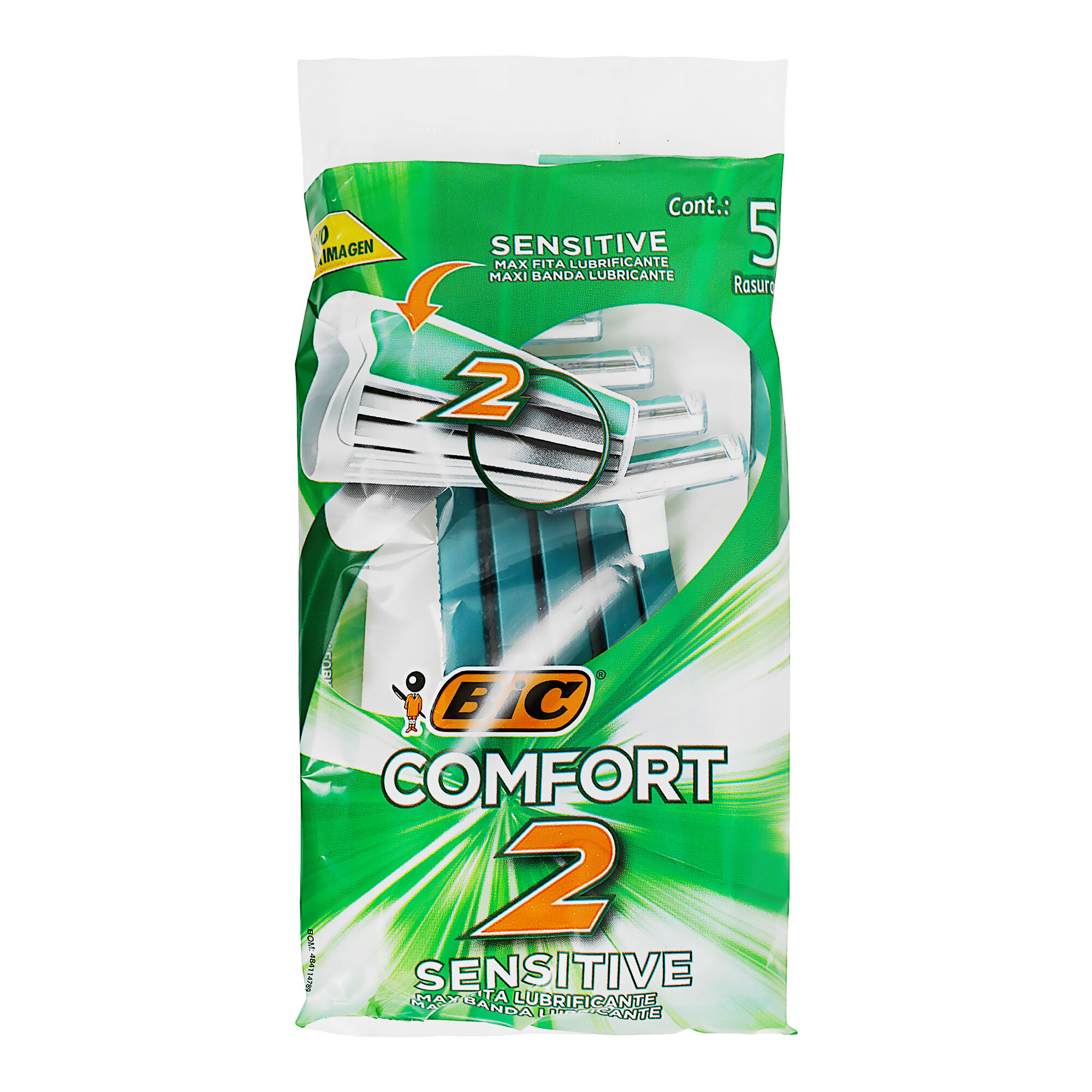 Maquina Desechable Comfort 2 Piel Sensible Bic 5.0 Pza