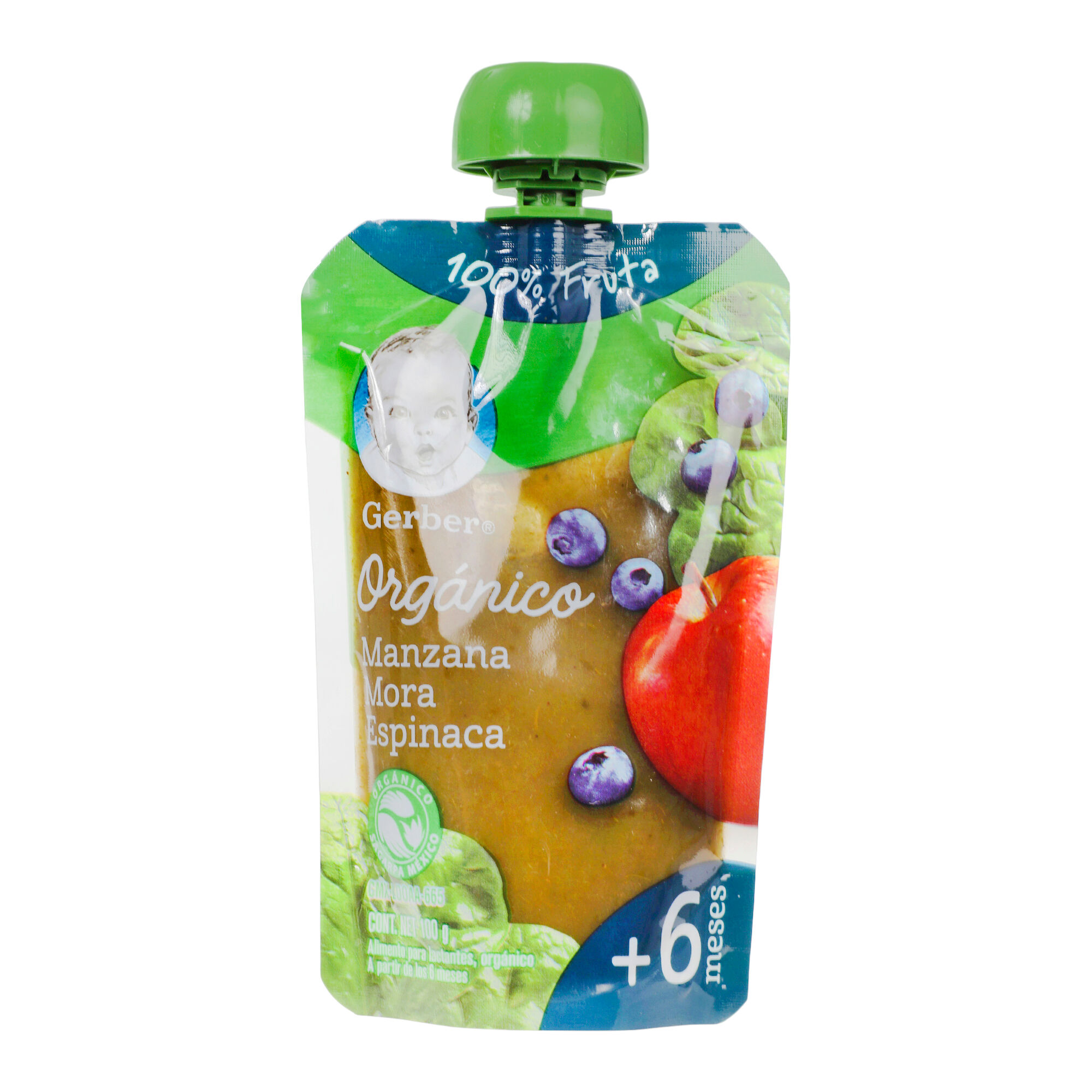 Pouch Organico Mora Azul Espinaca Manzana Gerber 100.0