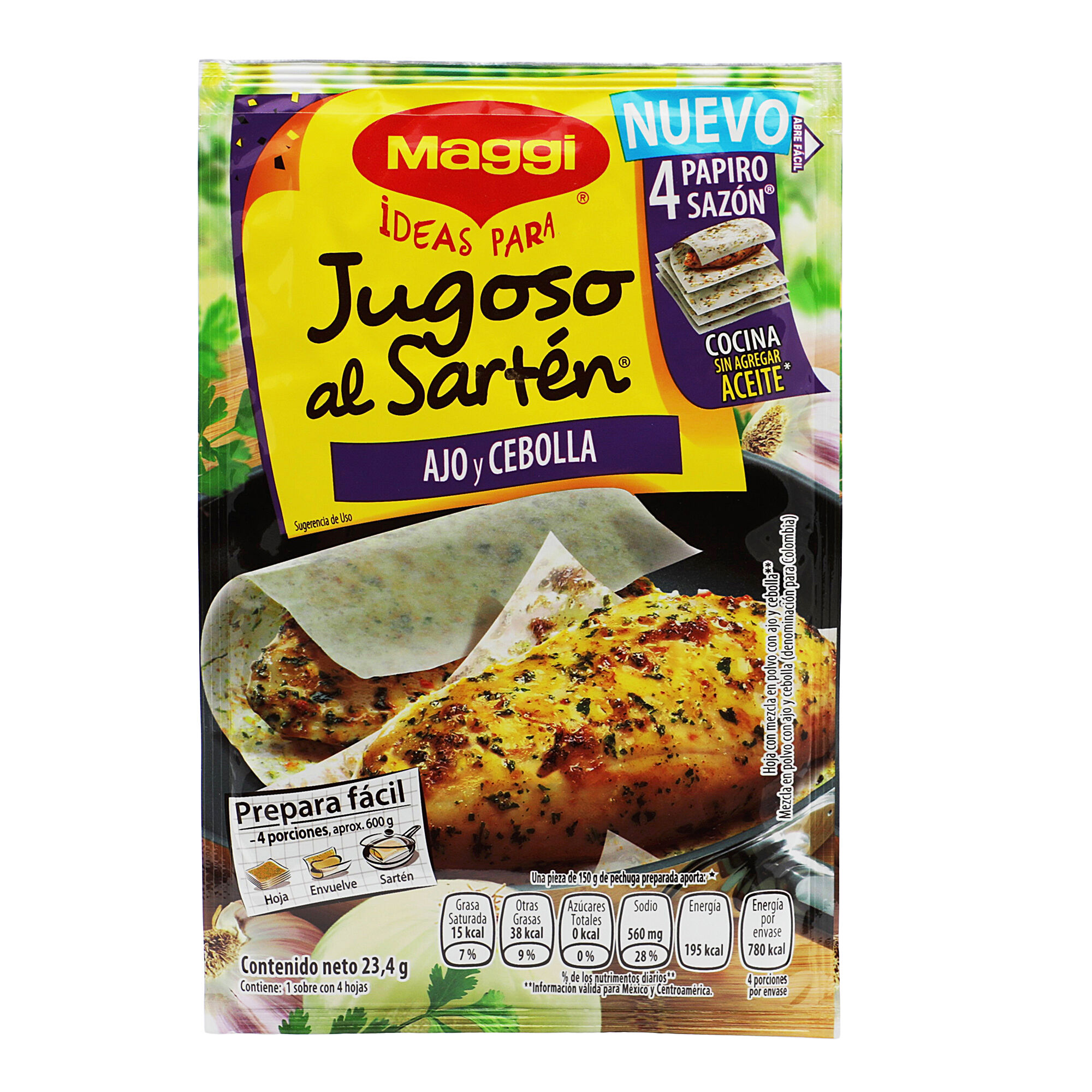 Jugoso Al Sarten Pollo Al Ajo Y Cebolla Maggi 23.2 Gr