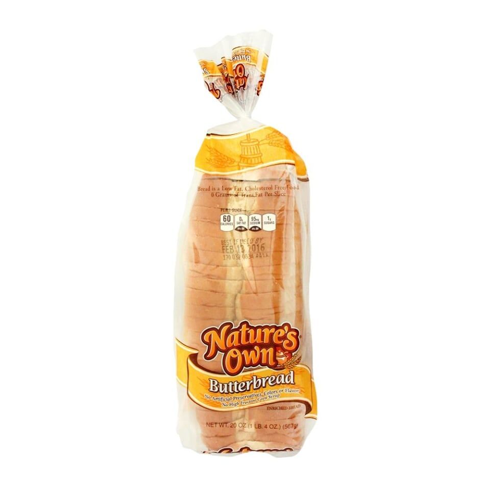 Bread White Butter Top Natures Own 567.0 Gr