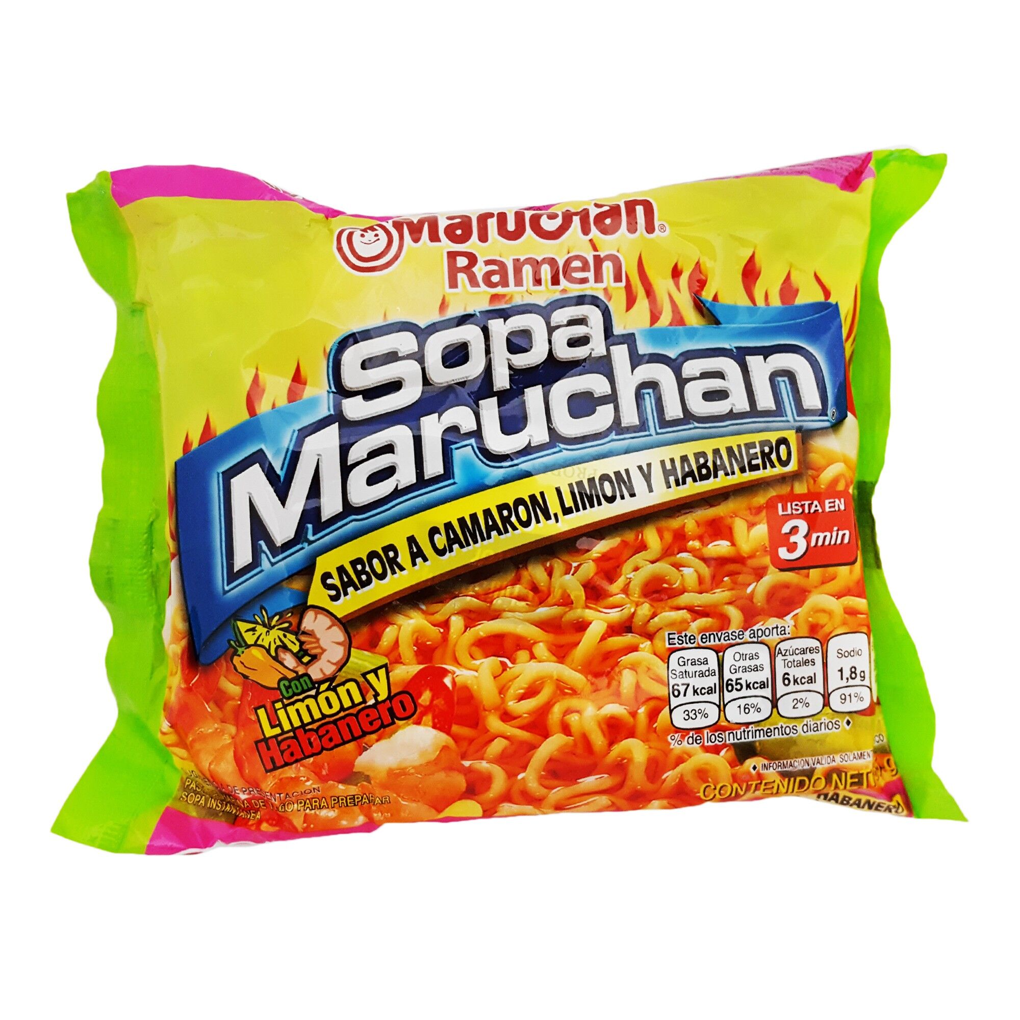 Sopa Ramen Camaron Limon Y Habanero Maruchan 85.0 Gr