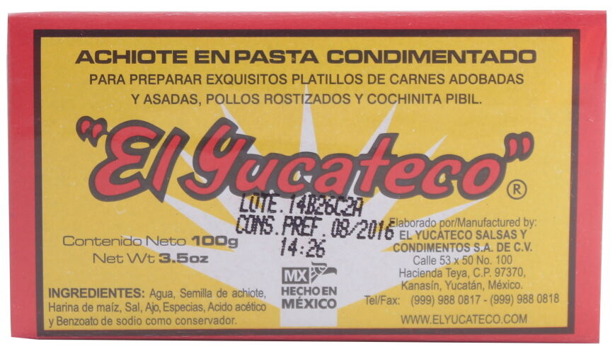 Achiote En Pasta Cajita El Yucateco 100.0 Gr