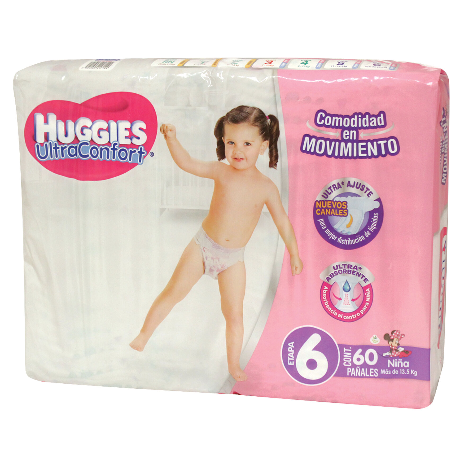 Pañal P/bebe Et 6 Niña Ultra Confort Huggies 60.0 Pza