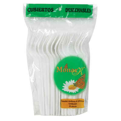 Tenedor Plastico Med Monark 25pza