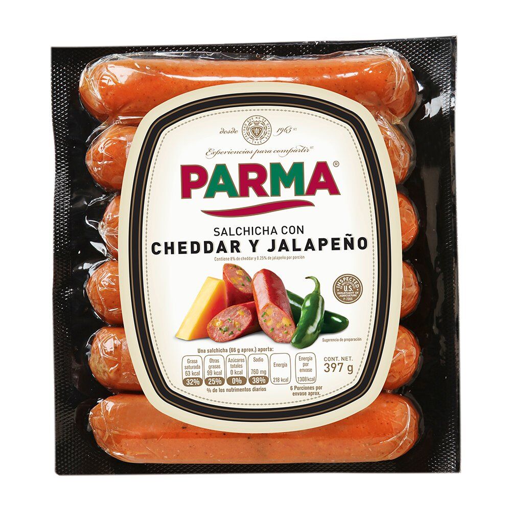 Salchicha Con Cheddar Jalapeño Para Asar Parma 397.0 Gr