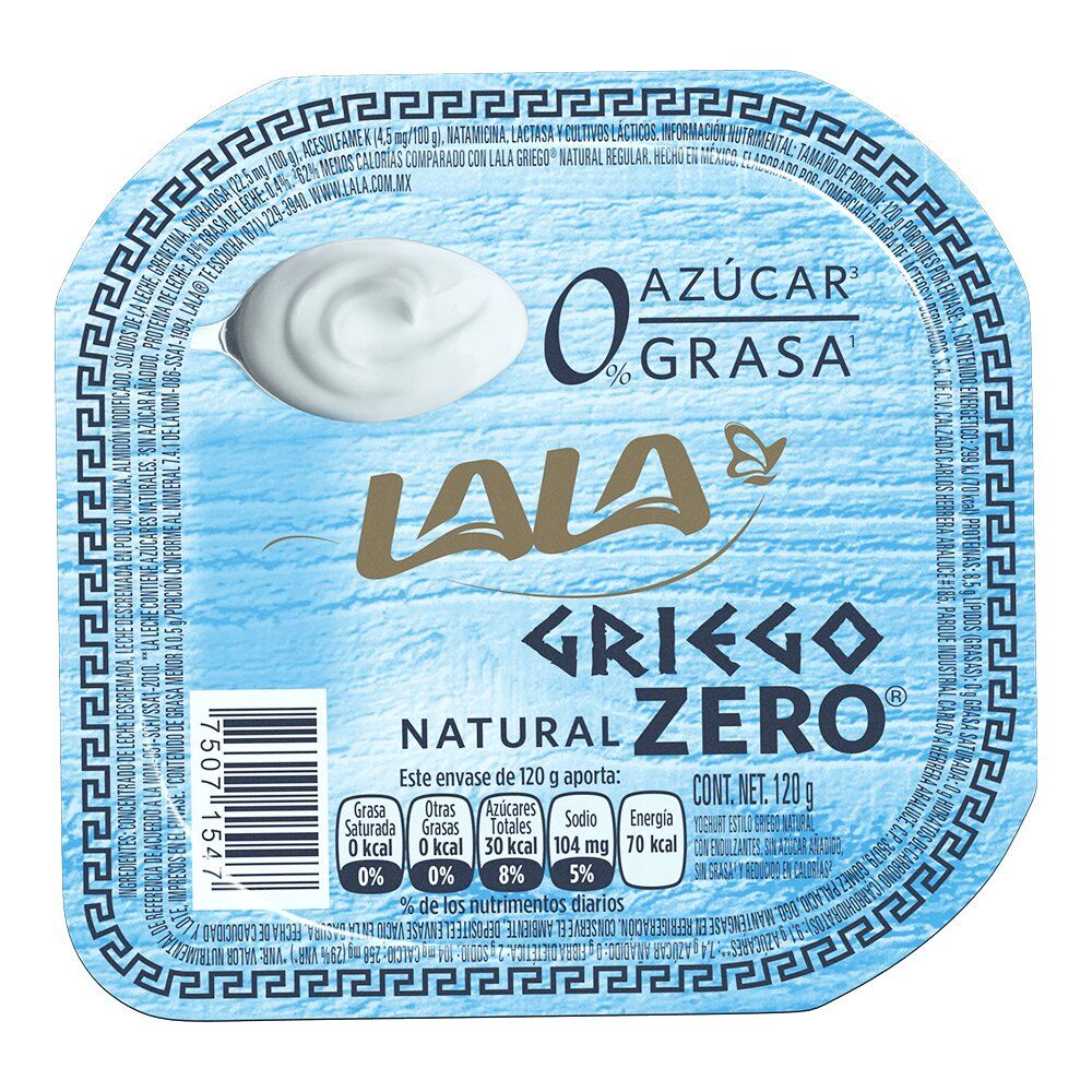 Yoghurt Griego Natural Lala Zero 120.0 Gr
