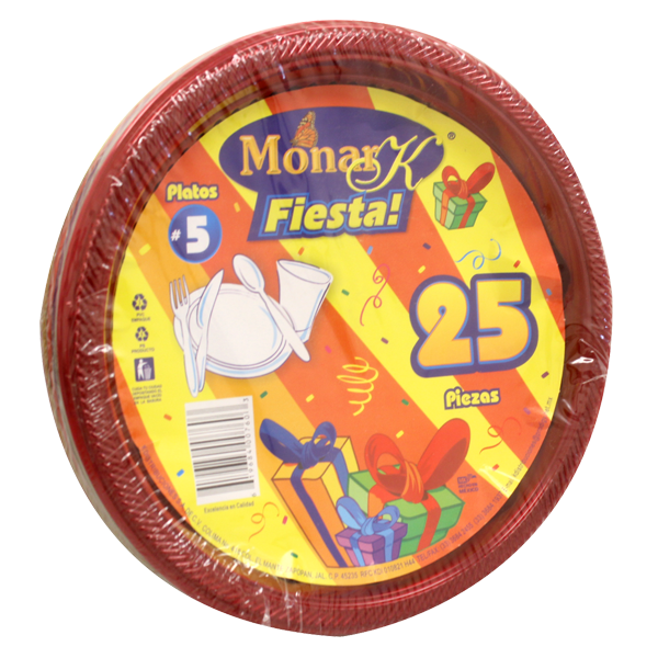 Plato De Plastico Fiesta Neon Monarka 25.0 Pza