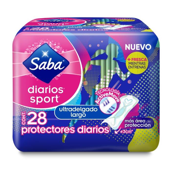Protectores Diarios V Sport Ultradelgados Largos Saba 28.