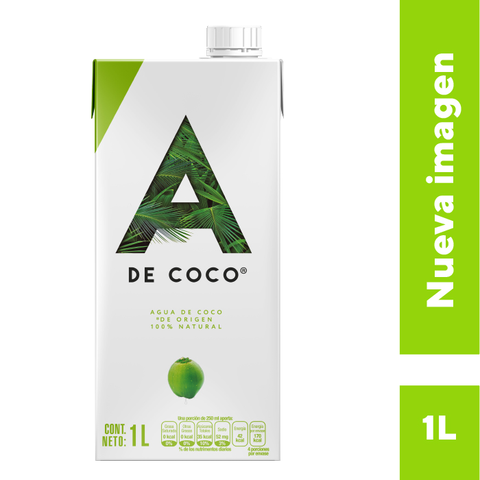 Agua De Coco 100 % Natural A De Coco 1.0 Lt