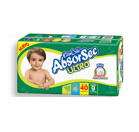 Pañal P/bebe Absorsec Gde Kleen Bebe 40.0 Pza