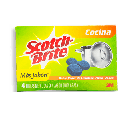 Fibra Esponja Mas Jabon 4 Pack Scotch Brite 4.0 Pza