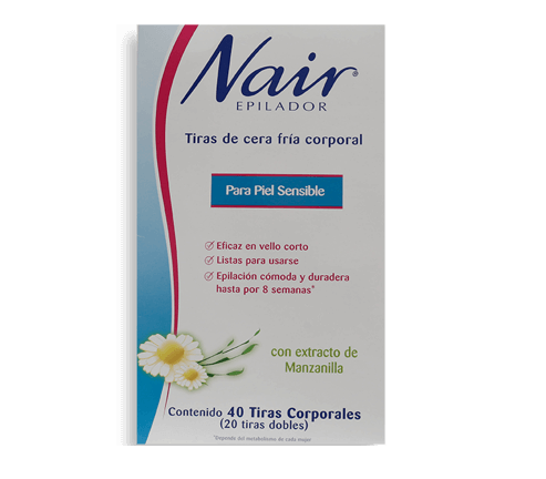 Tiras De Cera Fria Corporal Piel Sensible Nair 20.0 Pz