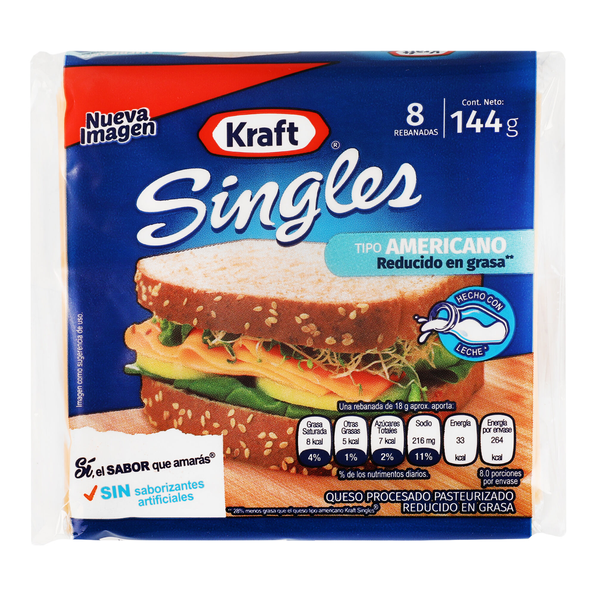 Queso Americano Bajo En Grasa Kraft Singles 144.0 Gr