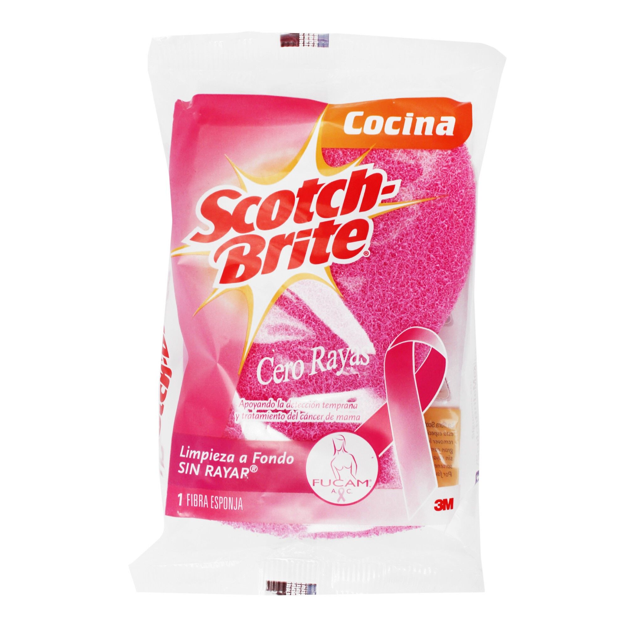 Fibra Esponja Cero Raya Gde Rosa Scotch Brite 1.0 Pza