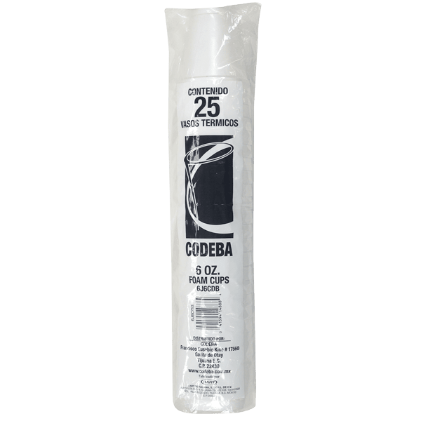 Vaso Termico 6 Oz Codeba 25.0 Pza