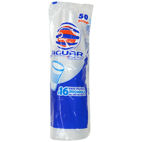 Vaso De Plastico Transparente 16 Jaguar 50 Pza