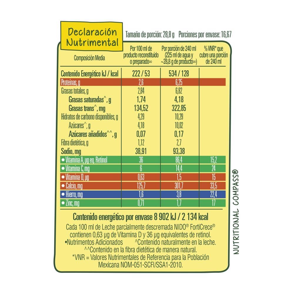 Alimento Lacteo Doy Pack Forticrece Nido 480.0 Gr