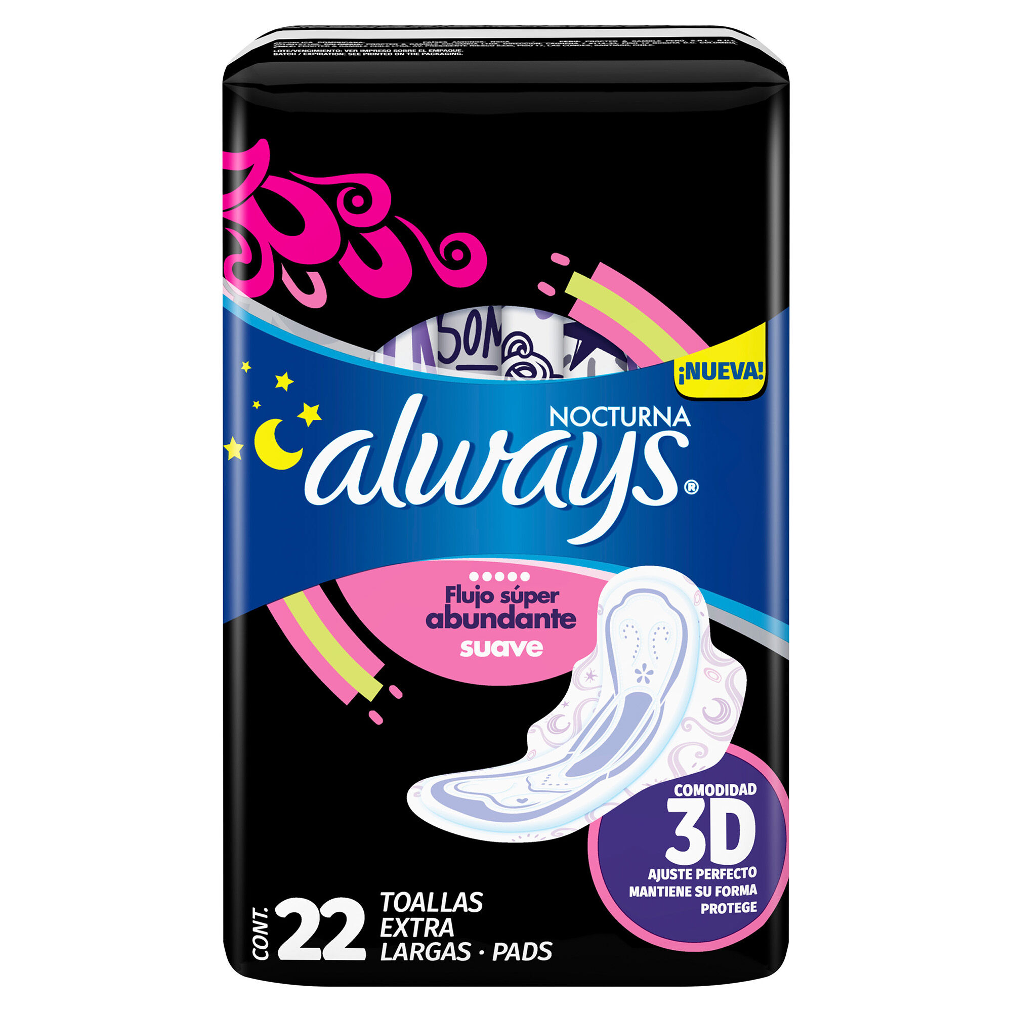 Toalla Femenina Con Alas Nocturna Extralarga Always 22.0