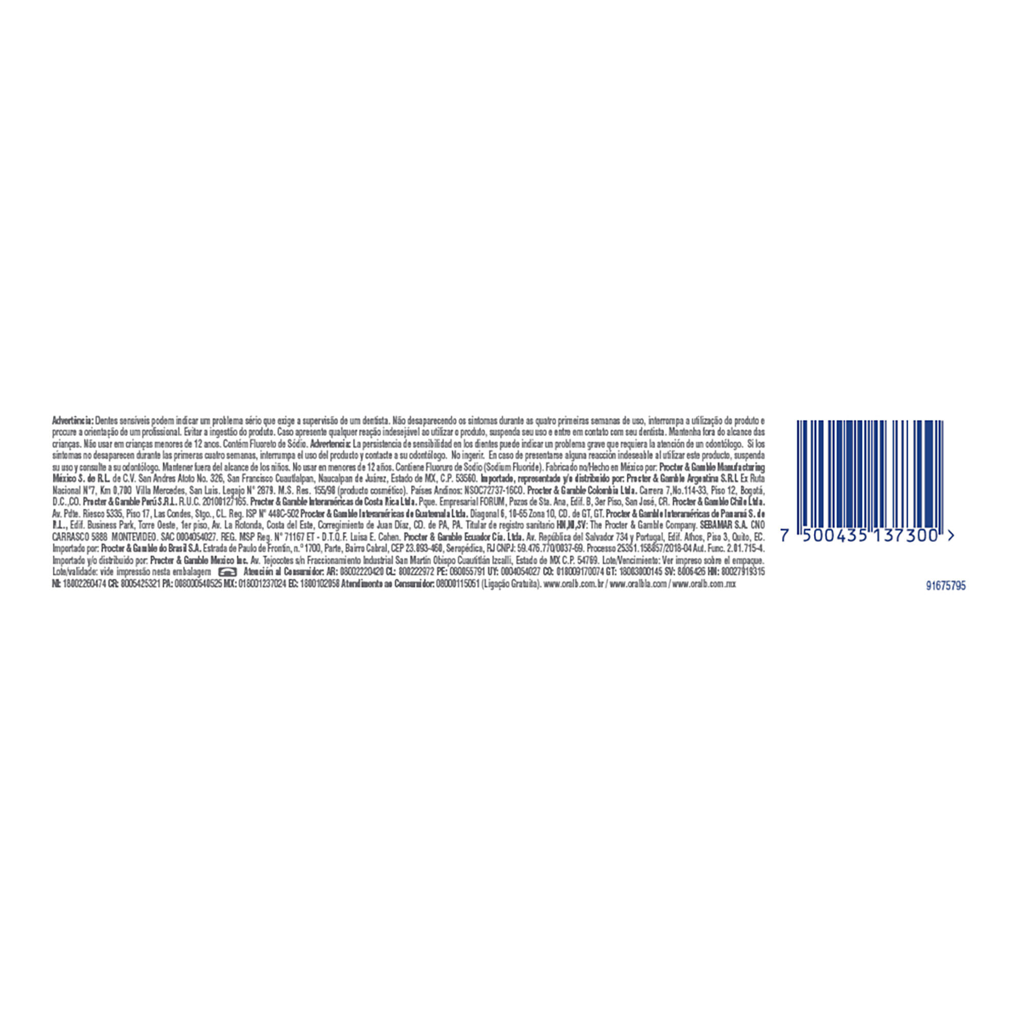 Crema Dental Sensitive Oral B 75.0 Ml